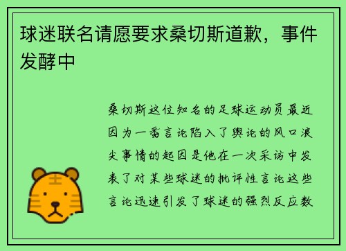 球迷联名请愿要求桑切斯道歉，事件发酵中